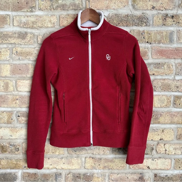 Nike Tops - Nike OU Crimson & Cream fleece zip up
